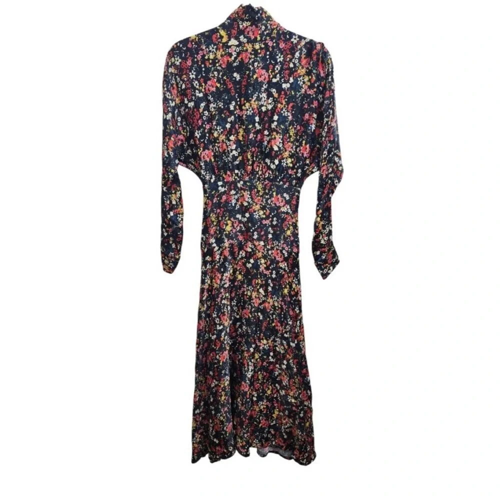 Something Navy Meadow Mock neck Multicolor Floral Long Sleeve Dress Size XS - Picture 5 of 15